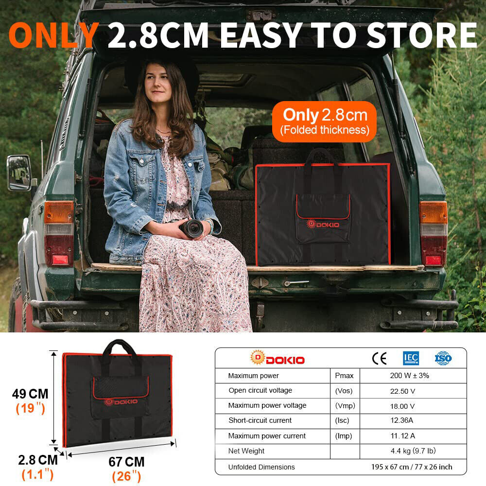 200W 12v Portable Foldable Solar Panel for Car Battery/RV/Power station/Phone