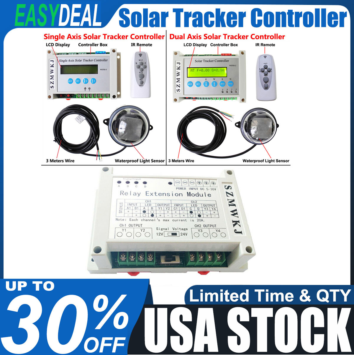 Electronic Single/Dual Axis Sun Track Solar PV Panel Tracker LCD Controller EL