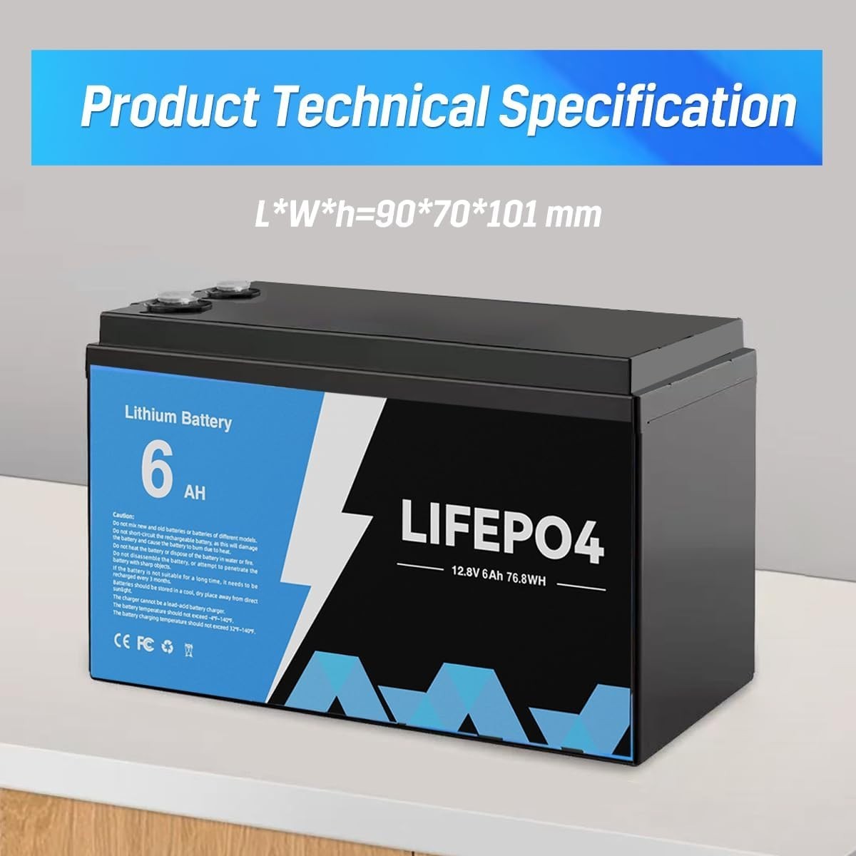 New 4-PACK 12V 6Ah LiFePO4 Lithium Battery BMS Deep Cycle For RV Solar Energy
