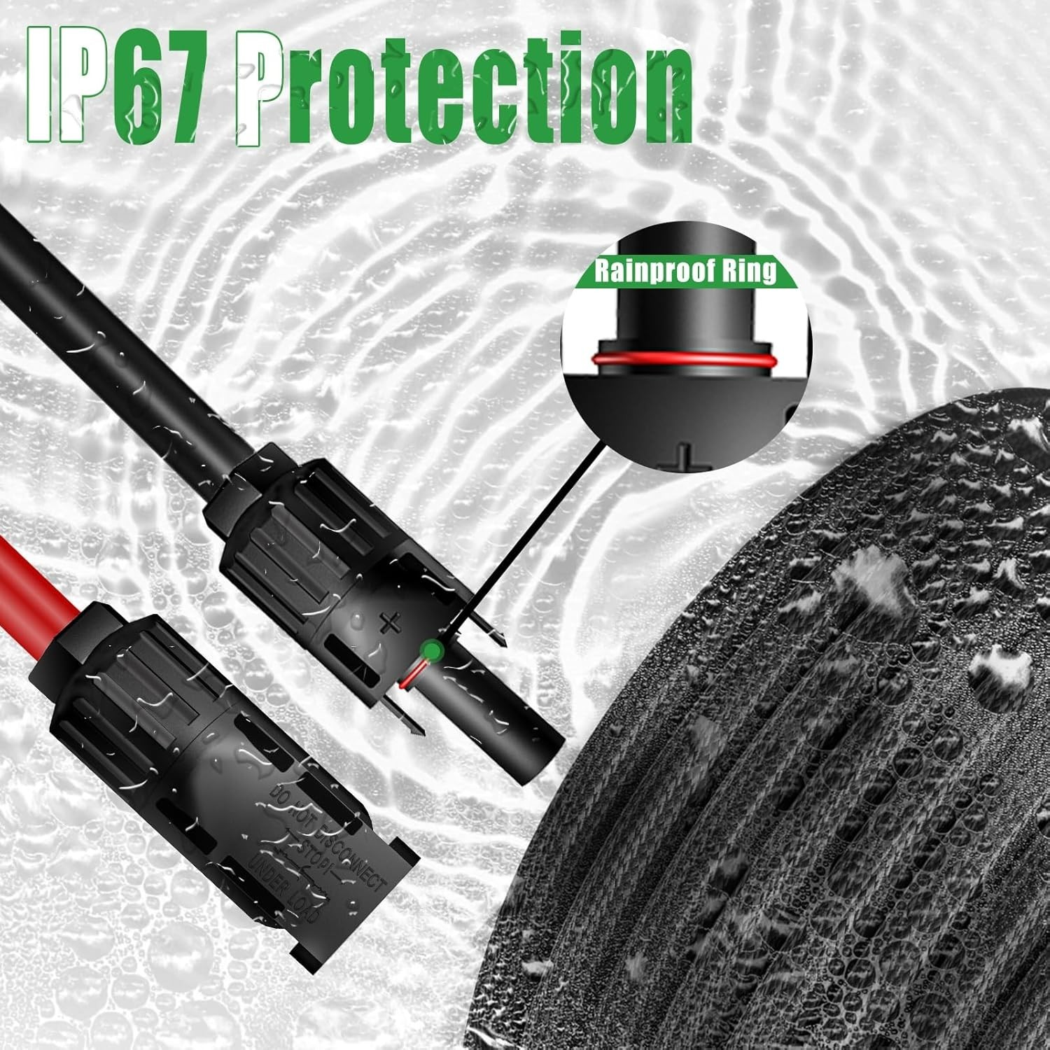 Twin Wire 30 Feet Solar Extension Cable 10AWG with IP67- Female & Male Connector