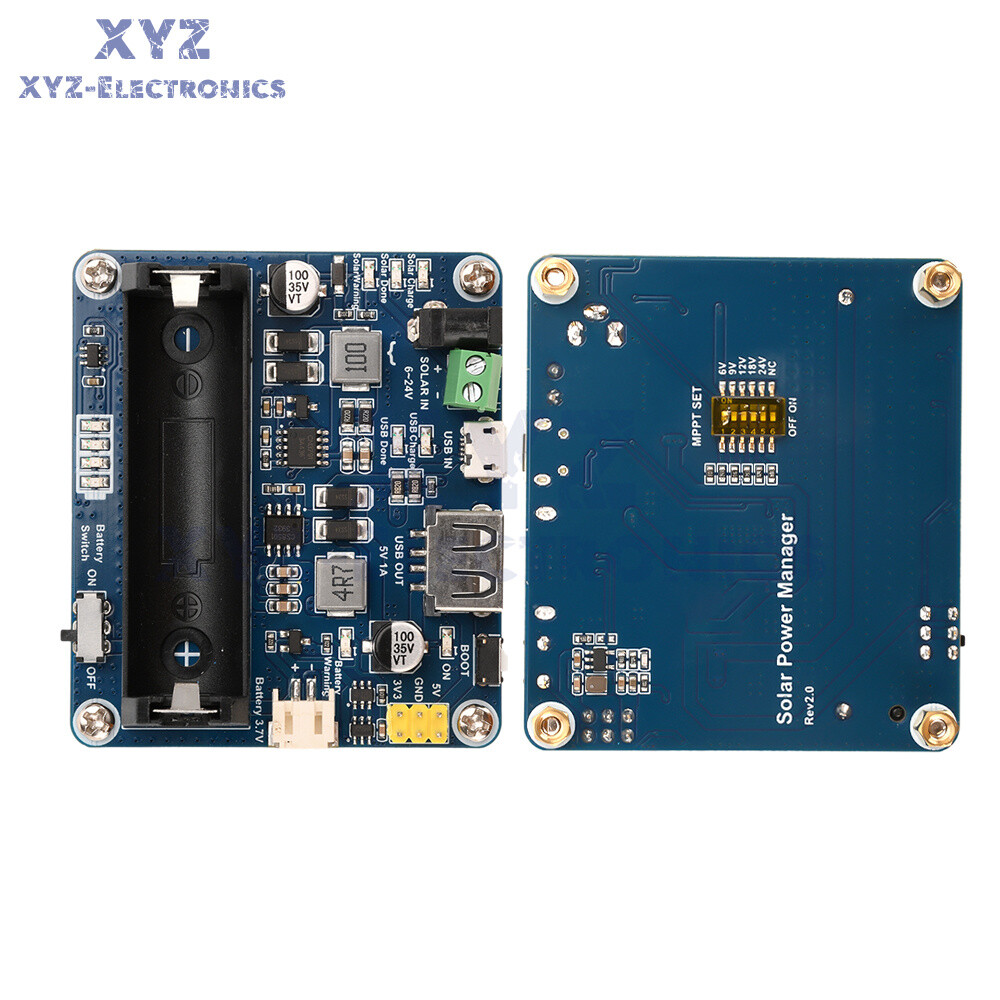 Power Manager Module for 6V~24V Solar Panel Support MPPT USB Battery Charging