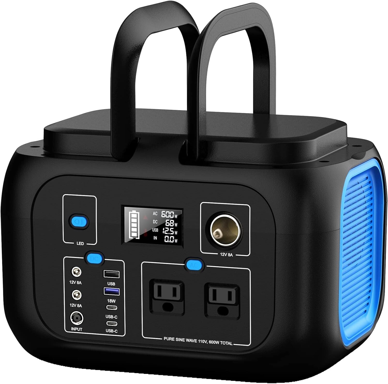 600W Portable Power Station – 296Wh Solar Generator with 9 Outputs & Fast Charge