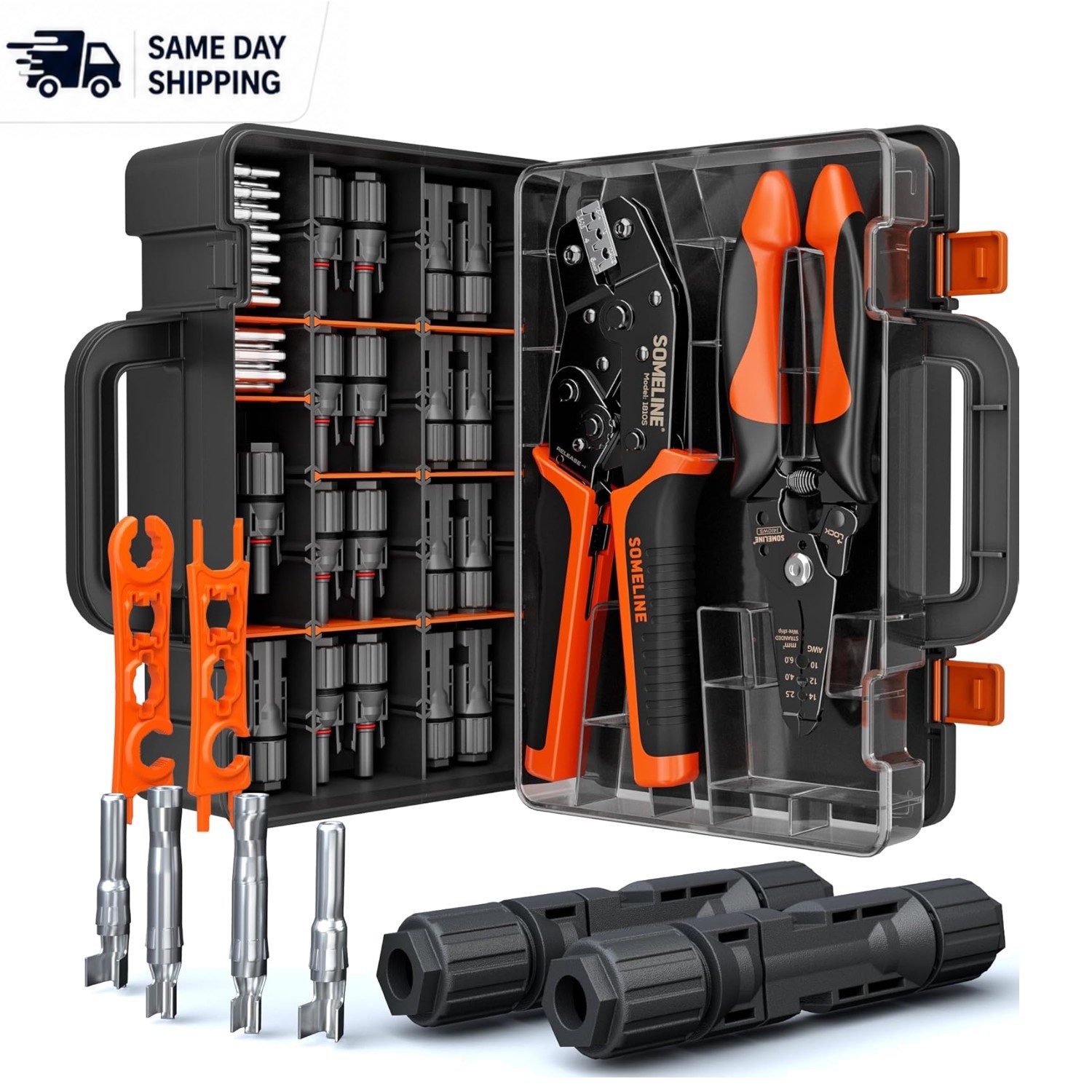 Professional Solar Connector Tool Kit: 12 Pairs Connector & Ergonomic Crimper