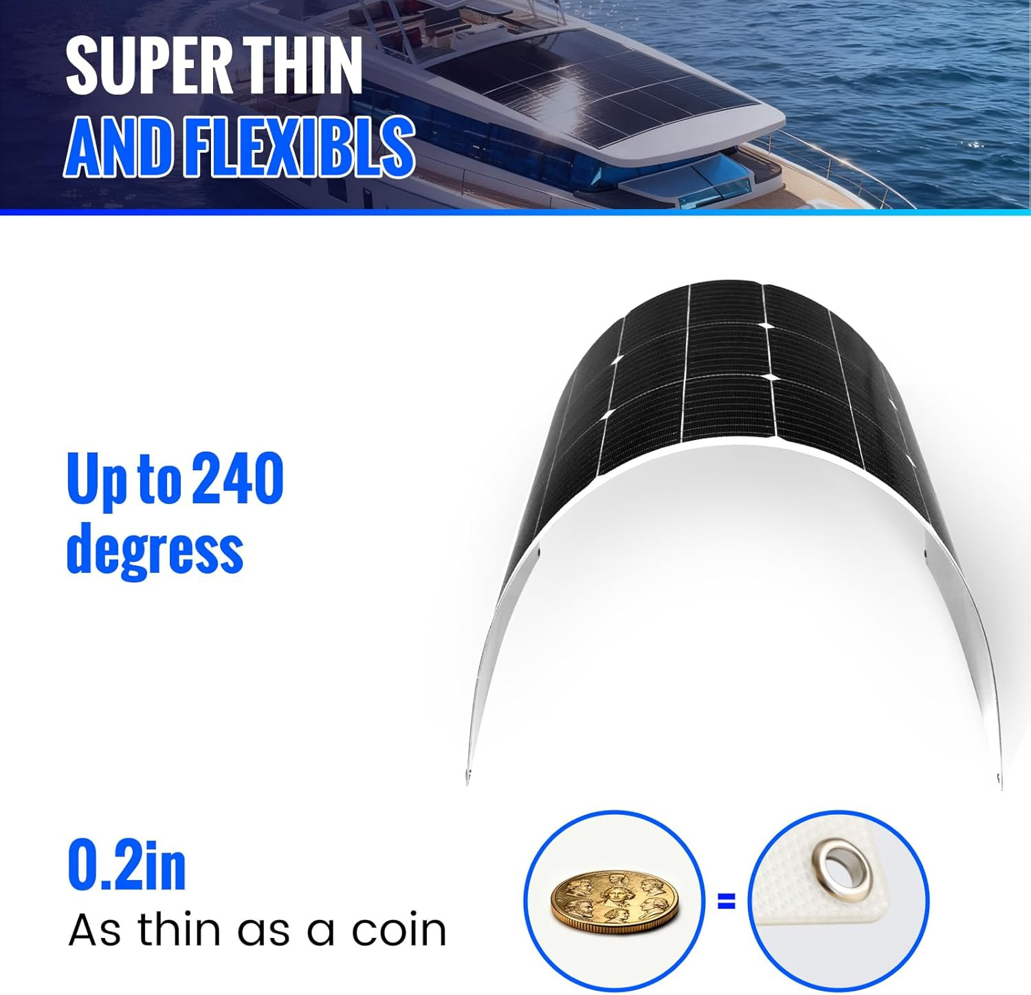 100W 12V Flexible Monocrystalline Solar Panel – Lightweight & Waterproof