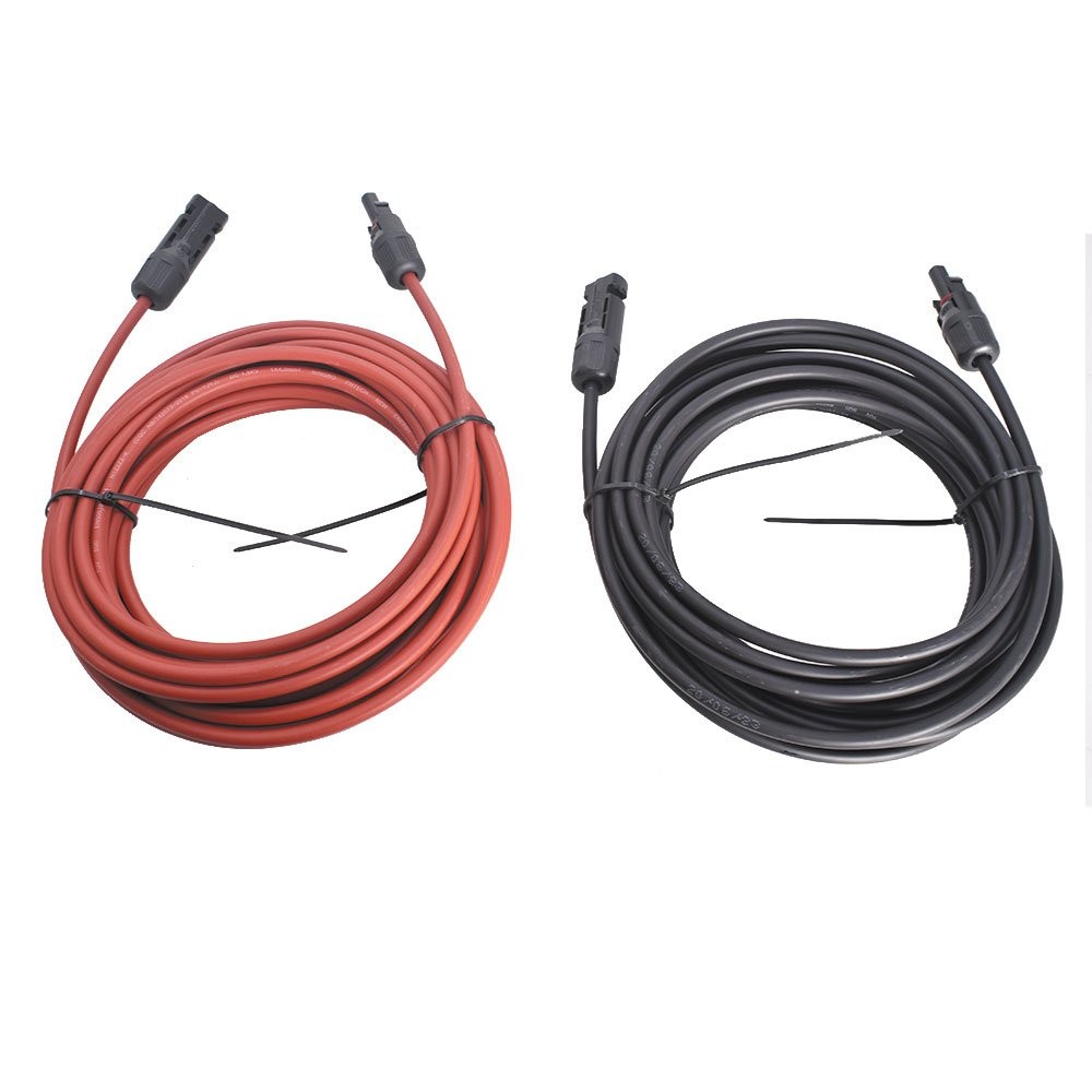 10AWG Black + Red 30Ft Solar Panel Extension Cable Wire Connector