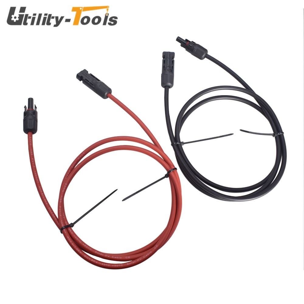 12/10 AWG 1 Pair Black + Red Solar Panel Extension Cable Wire Connector