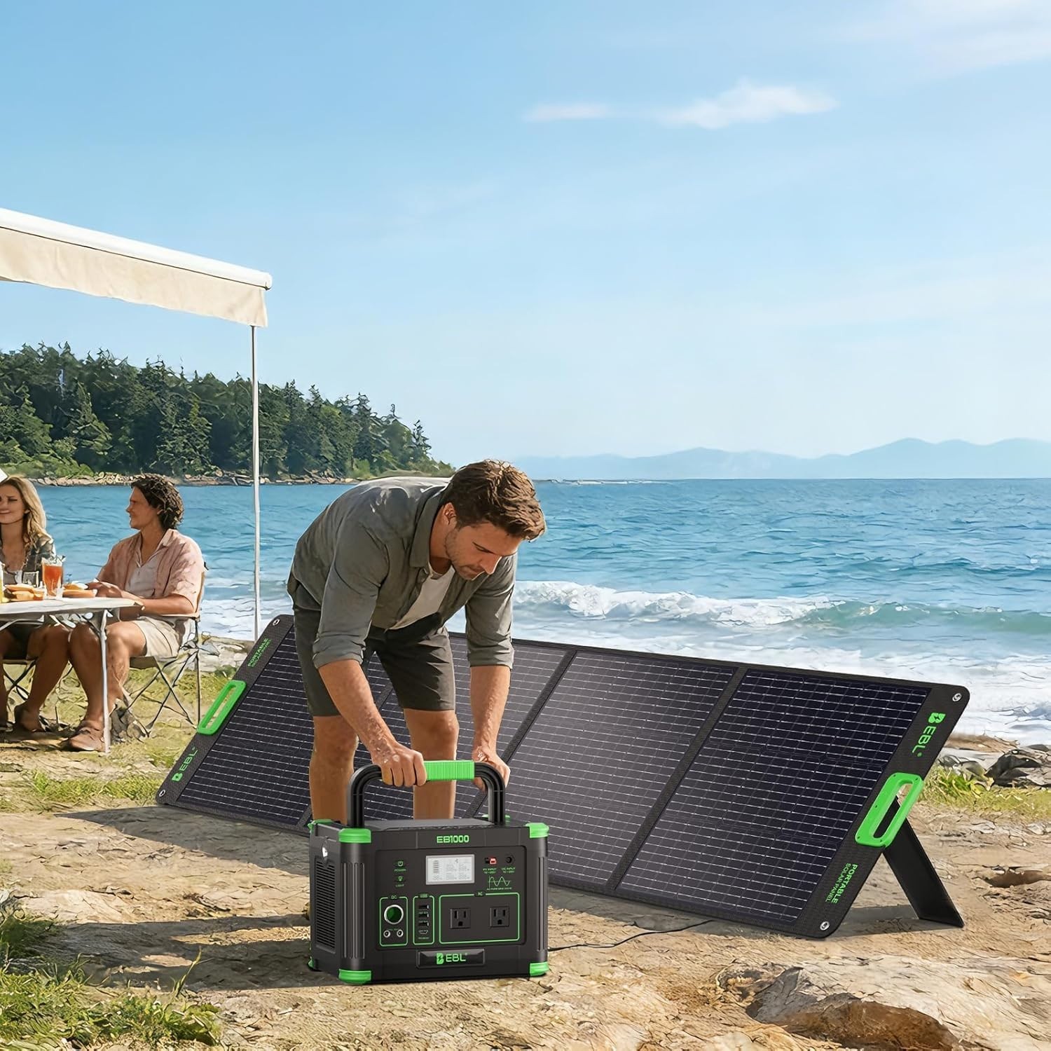 2400W Portable Power Station for Camping, Outdoor, 200W Solar Panel Optional