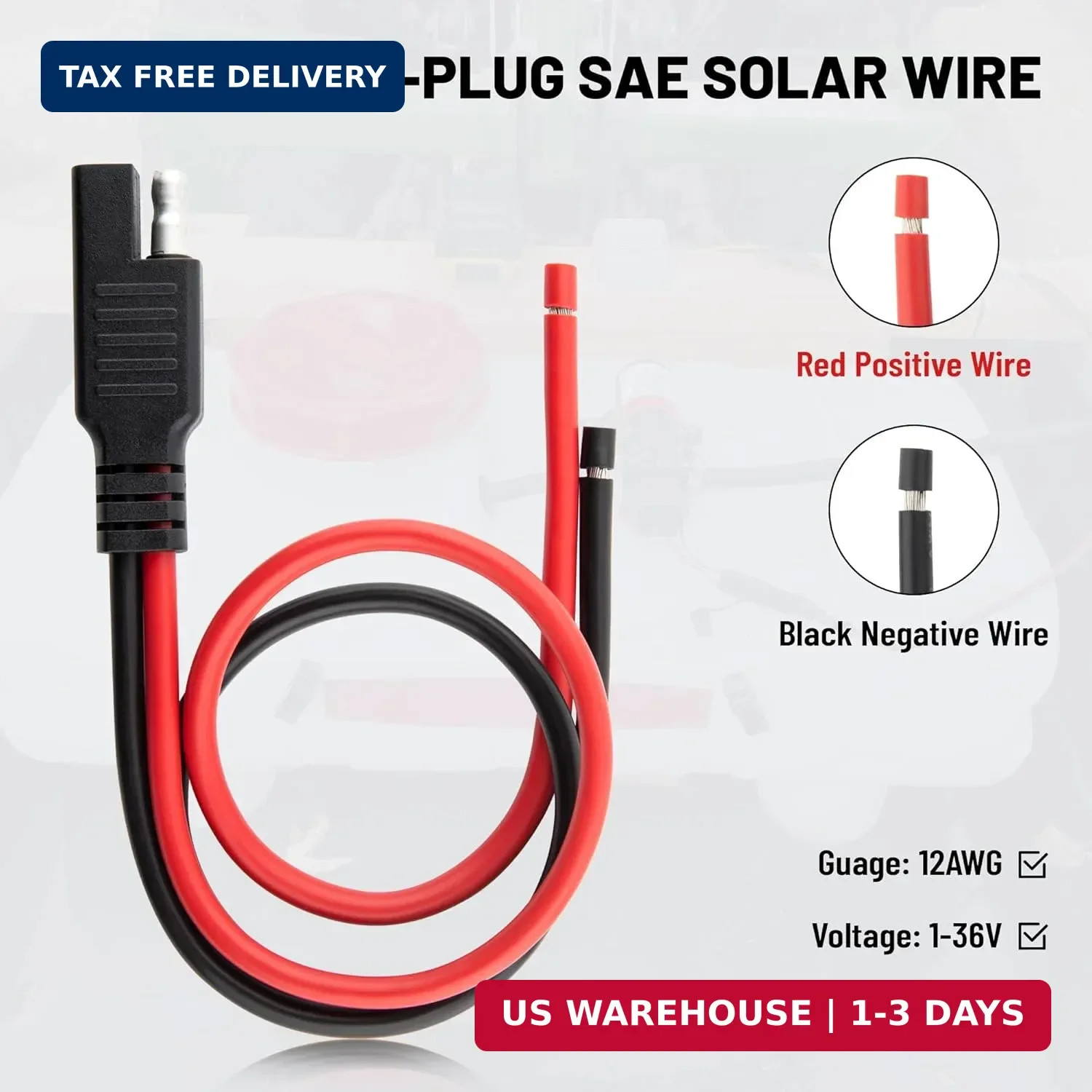 Oyviny 5PCS SAE Connector 12AWG 1 Feet SAE Extension Cable for Solar Panel Motor