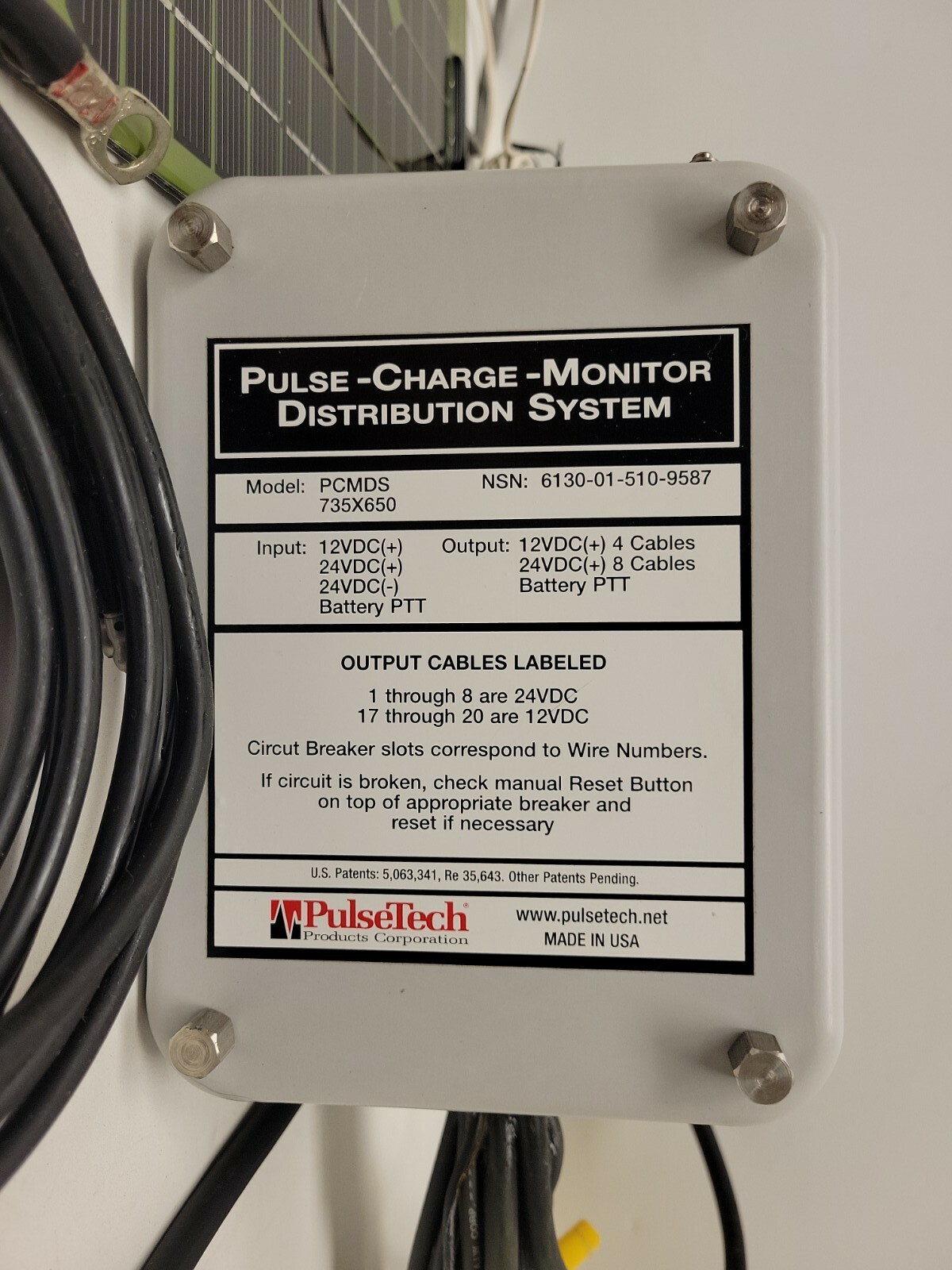NEW Pulsetech PCMDS 735 x 650 Solar Charger 6130-01-510-9587 12/24V PRHSR