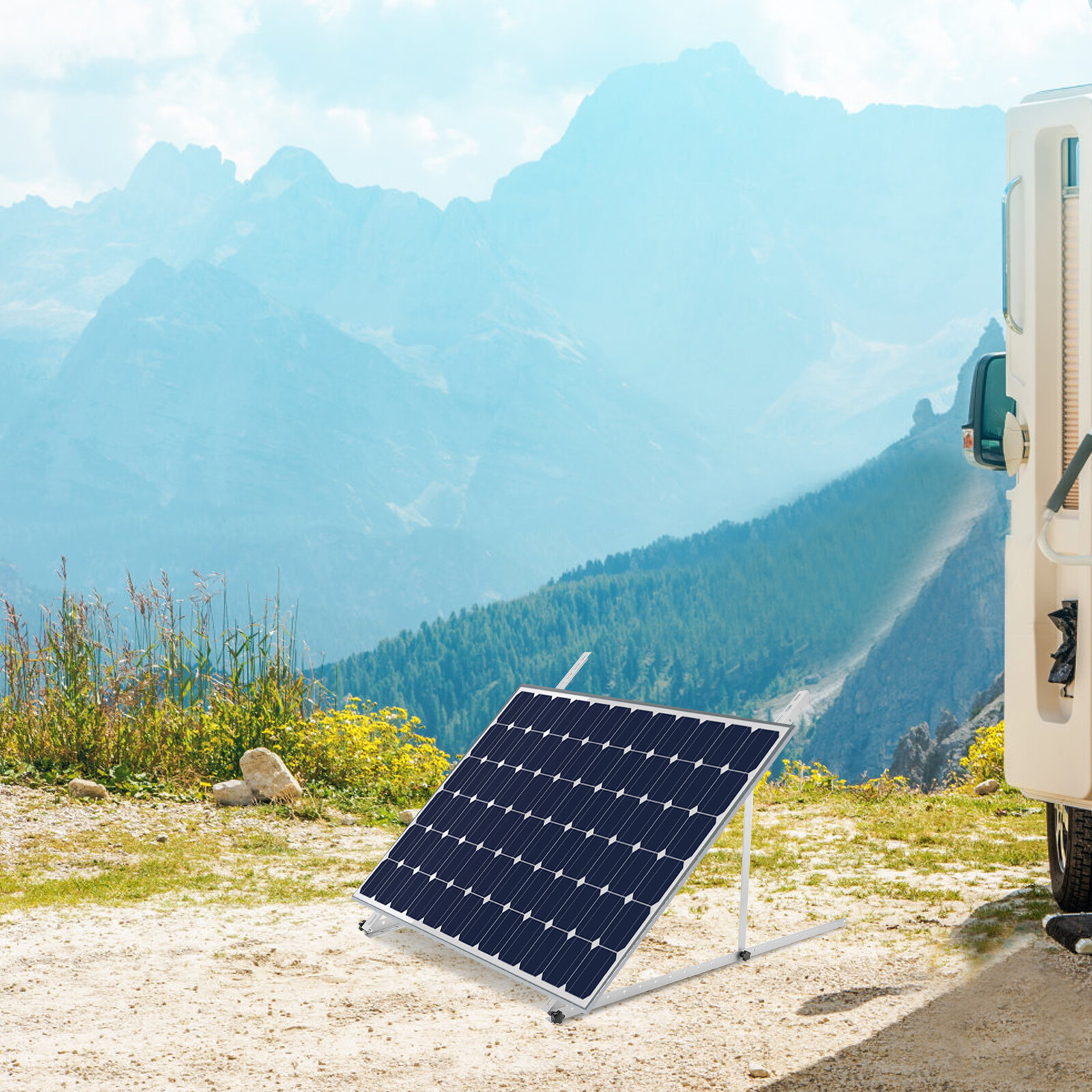 2Pcs 45 Inch Adjustable Solar Panel Tilt Mount Brackets For Motorhome Boat 0-90°
