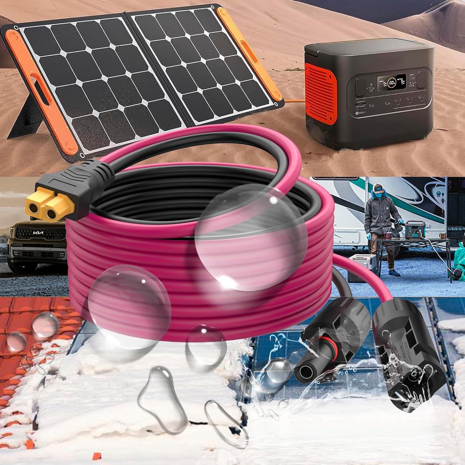 Solar Panel Extension Cable 12AWG Solar Connector to XT60 Battery Charge Wire