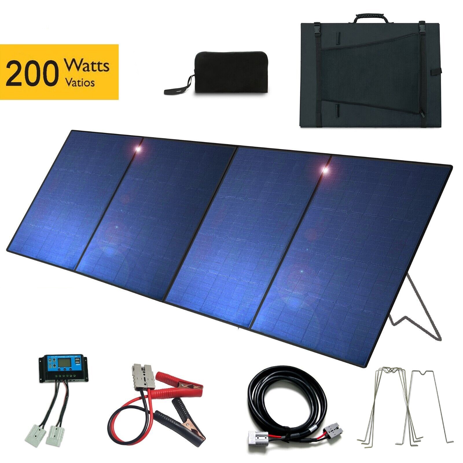200W Portable Solar Panel Kit Battery Charger Generator Foldable Camping RV Car