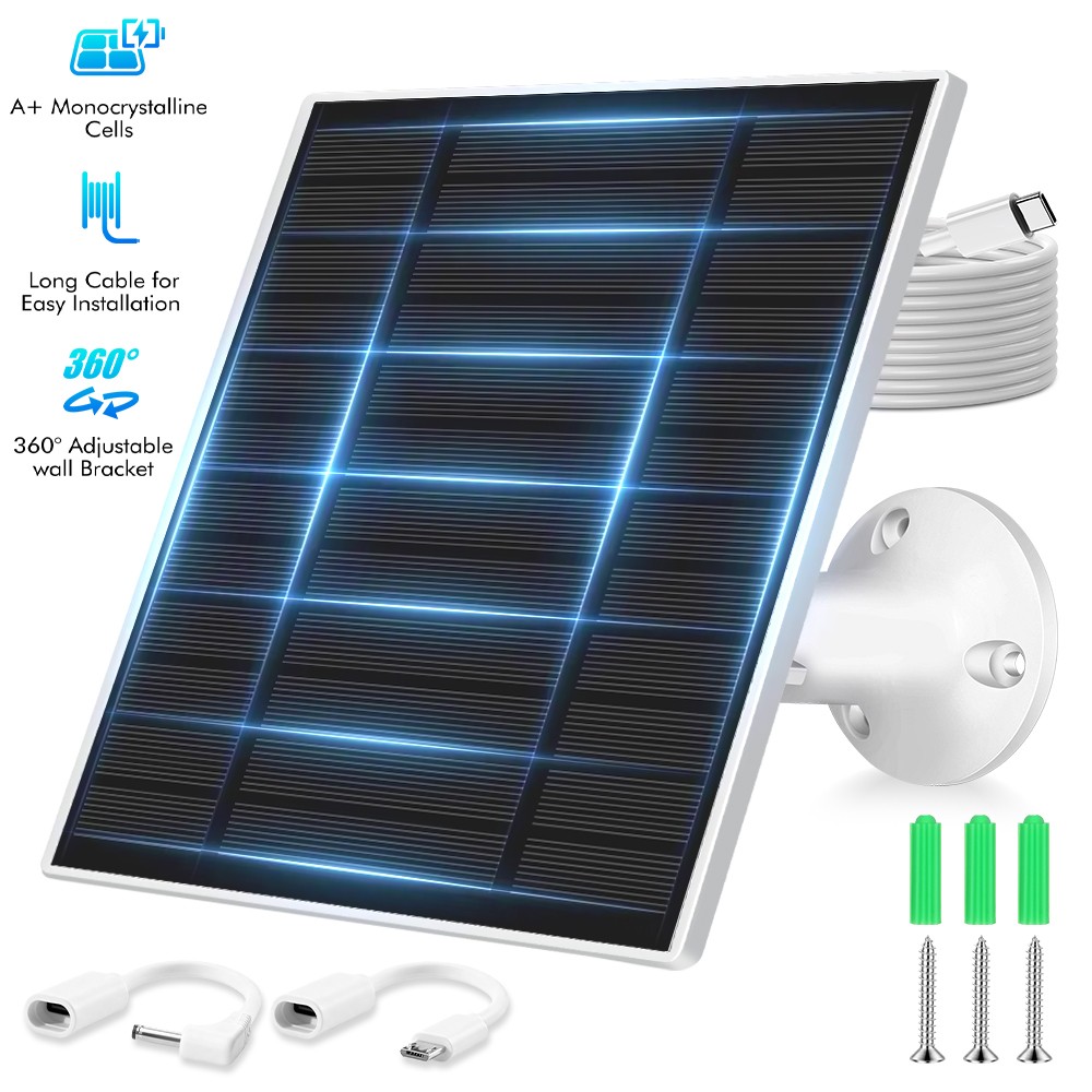 5V Solar Charging Panel Suitable for Ring Camera Outdoor Camera Battery Charger