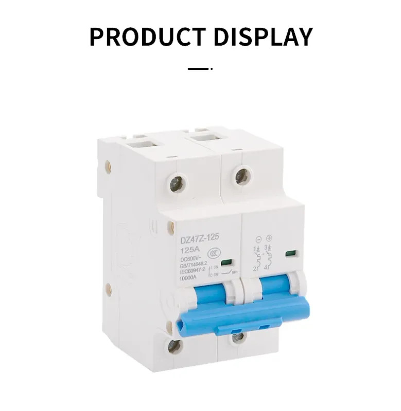 Circuit Breaker DZ47Z-125 DC MCB 2P 125A 600V Mini PV For Solar Overload Protect