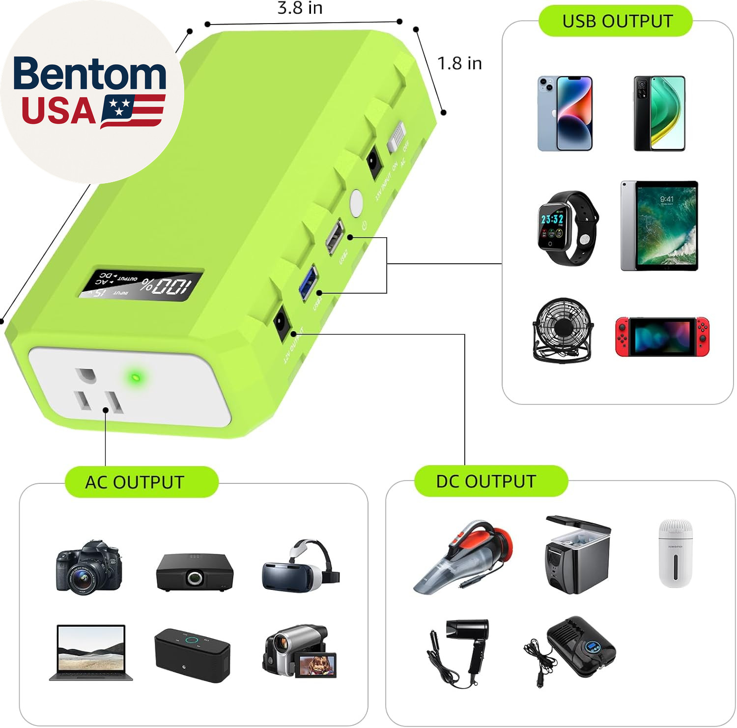 Portable Power Station with AC Outlet, 65W/110V External Battery Pack 24000Mah/8