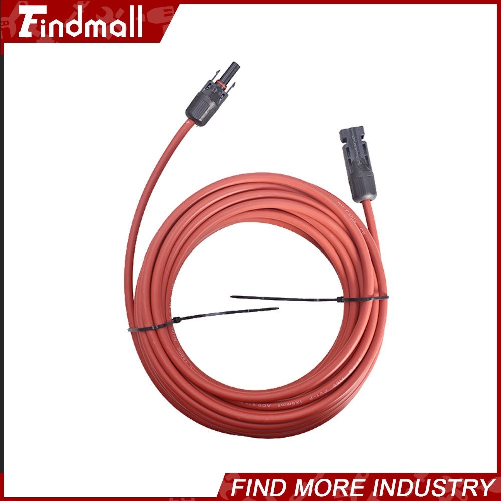 Findmall 1 Pair 25FT 10AWG Black+Red Solar Panel Extension Cable Wire Connector