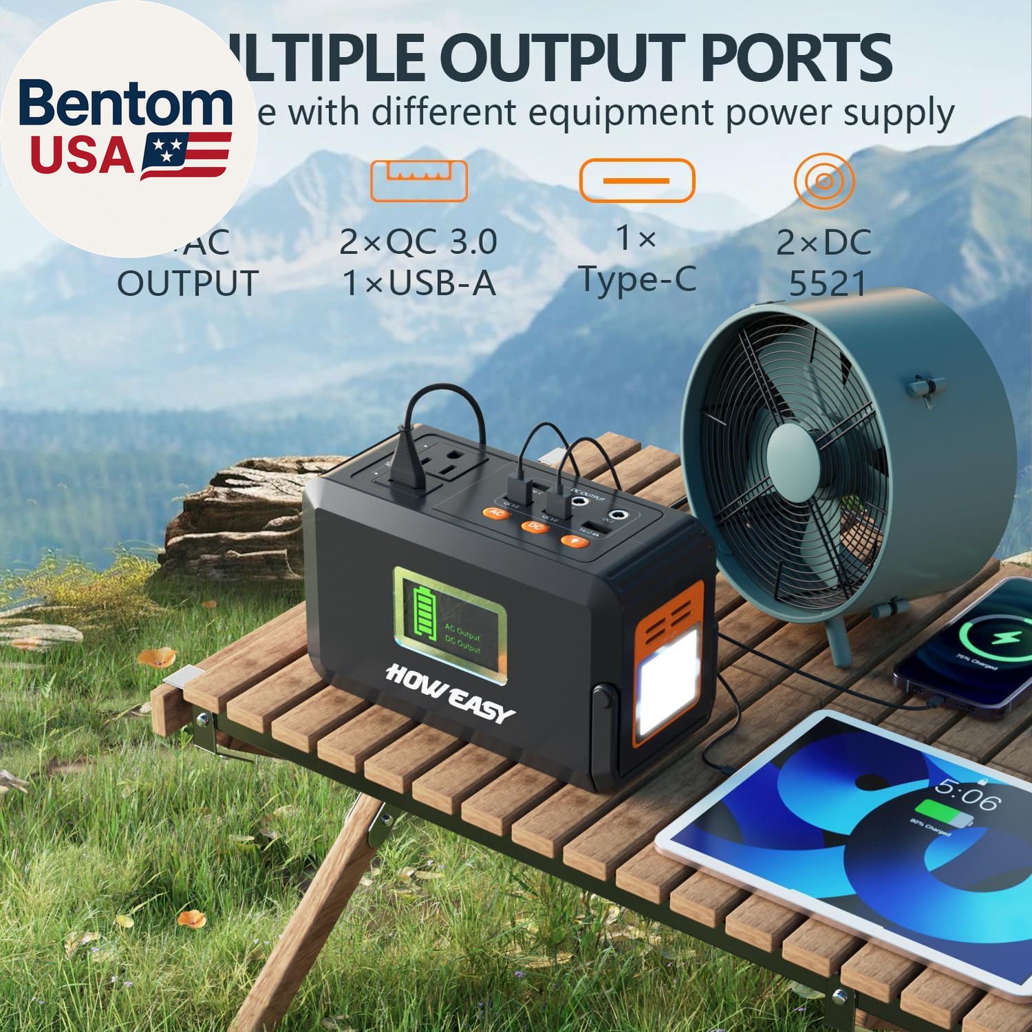 Portable Power Station,120W(240W Peak) Solar Generator,88Wh Lithium Battery Powe