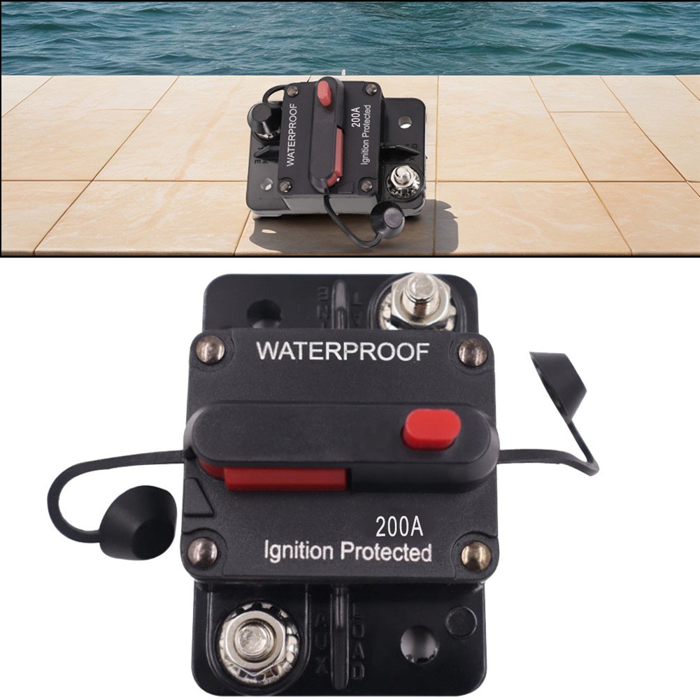 Innovative Push Button Manual Reset on a 200A DC Circuit Breaker Holder
