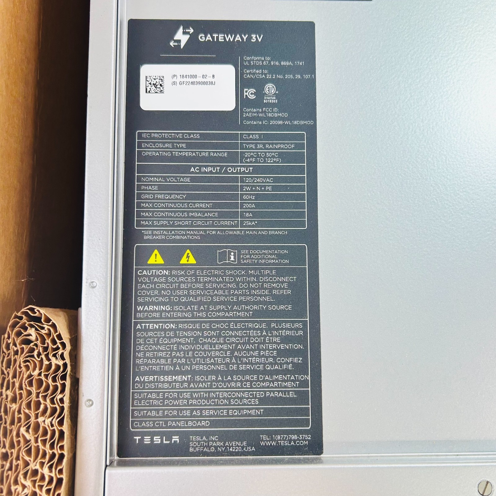 Tesla Backup Gateway 3V 1841000-02-B New Powerwall Powershare Energy Gateway