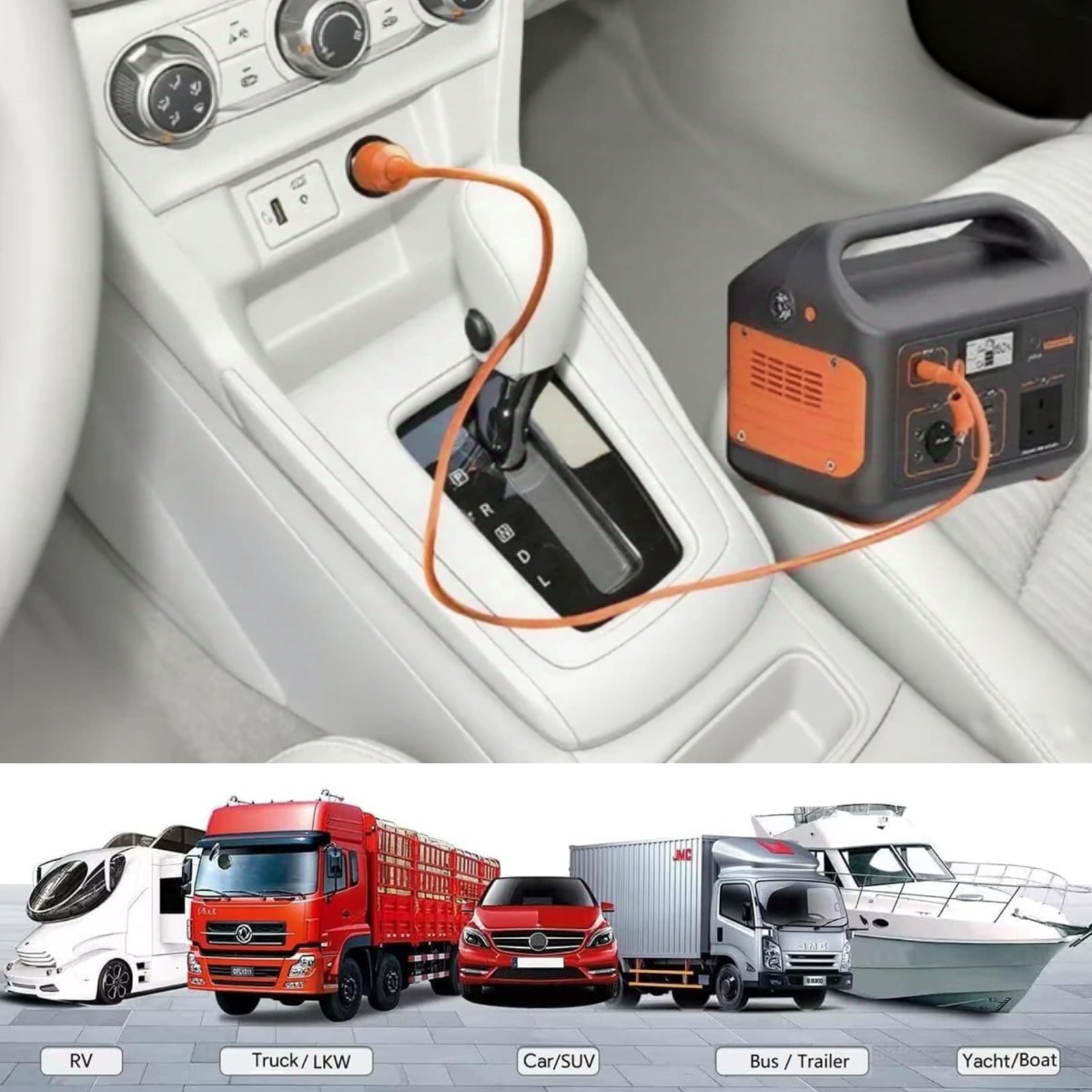 12V/24V Car Charger 14AWG Compatible with Jackery/BLUETTI/Anker/GRECELL Cigarett