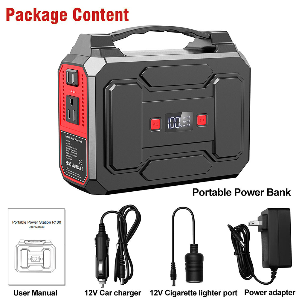 Portable Power Station 100W 146Wh Lithium Battery Pack Camping Solar Generator