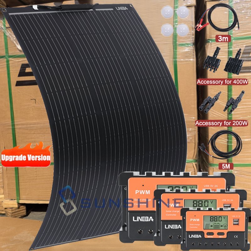 400W Flexible Solar Panel Mono Ultra Thin Power Camping Home RV Battery Charge