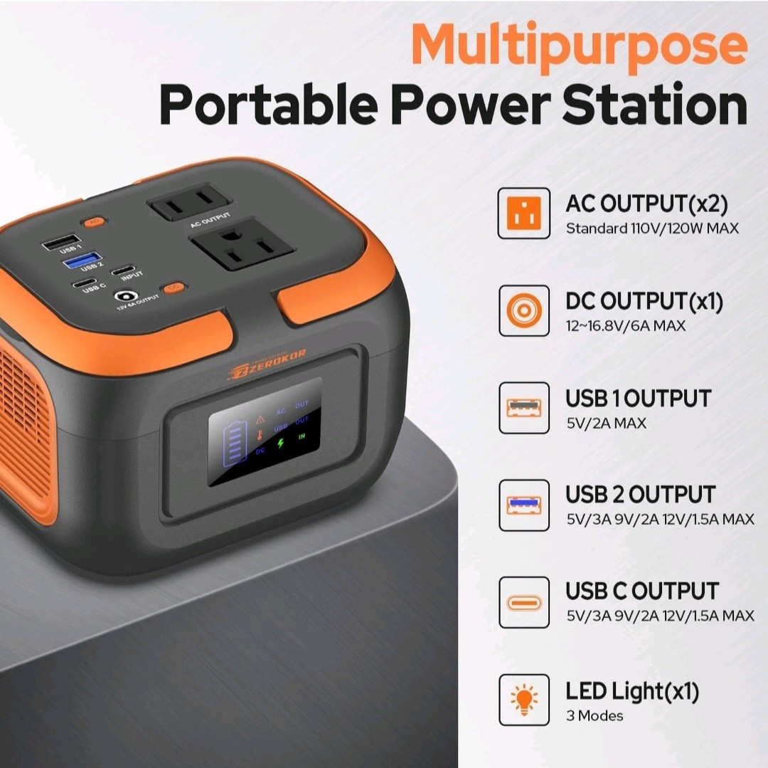 Power Station 120W, Power Bank with AC Outlet Usb-c, Portable Generator 97.6Wh