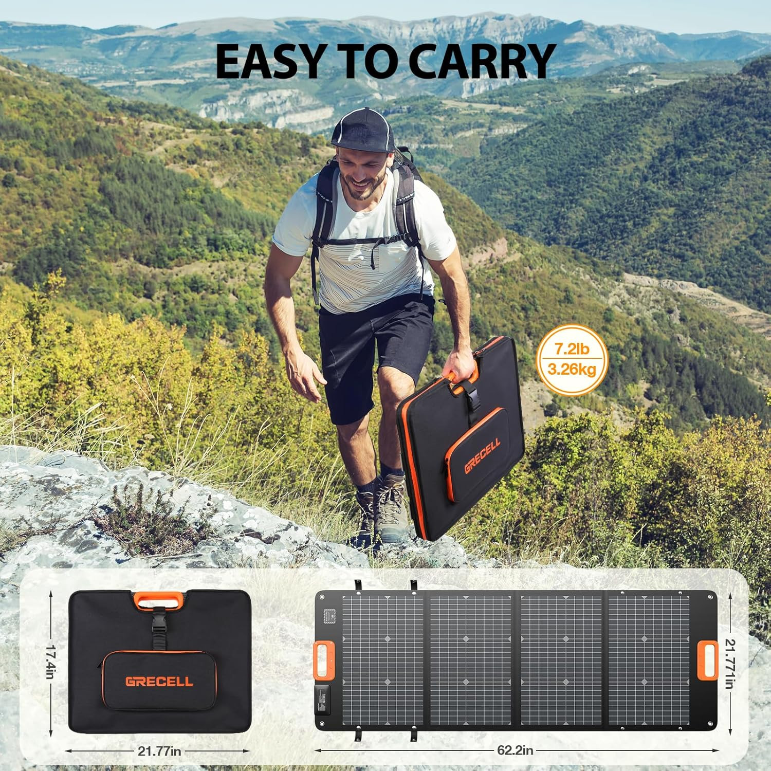 GRECELL 120W Portable Solar Panel for Power Station, 24% High Efficiency Bifacia