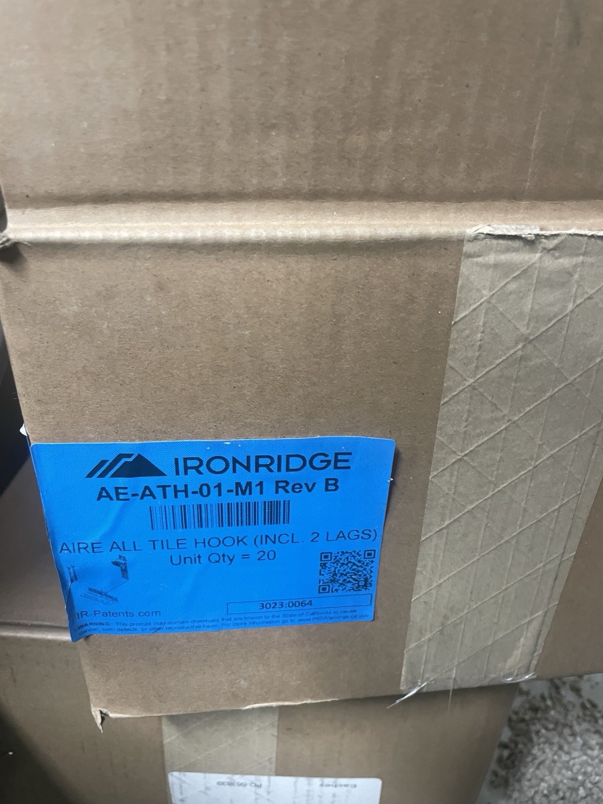 IronRidge Aire Series AE-ATH-01-M1 All Tile Hook w/ 2 Lags Rev B Qty 20