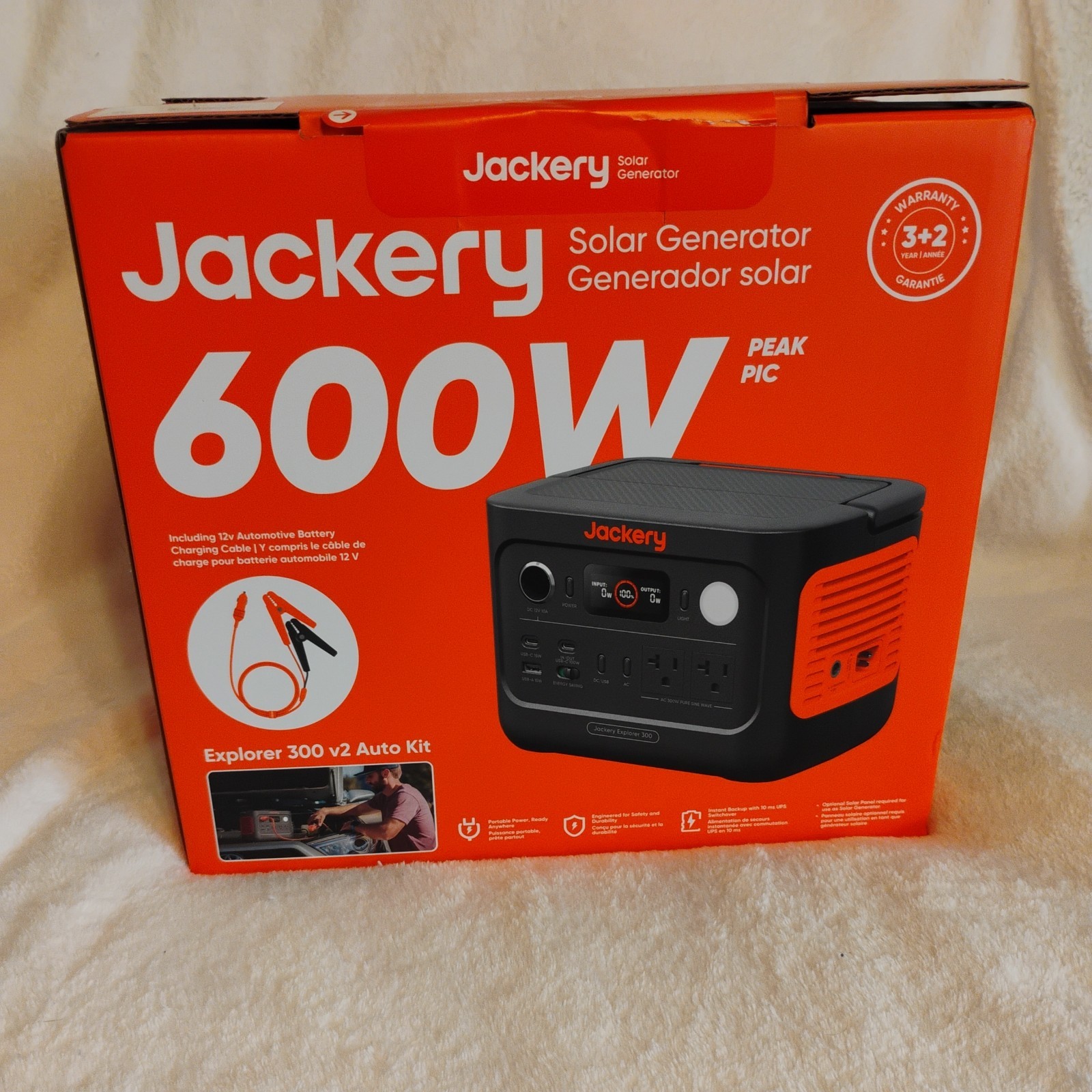 Jackery Explorer 300 v2 Auto Kit Portable Solar Generator 600W Peak