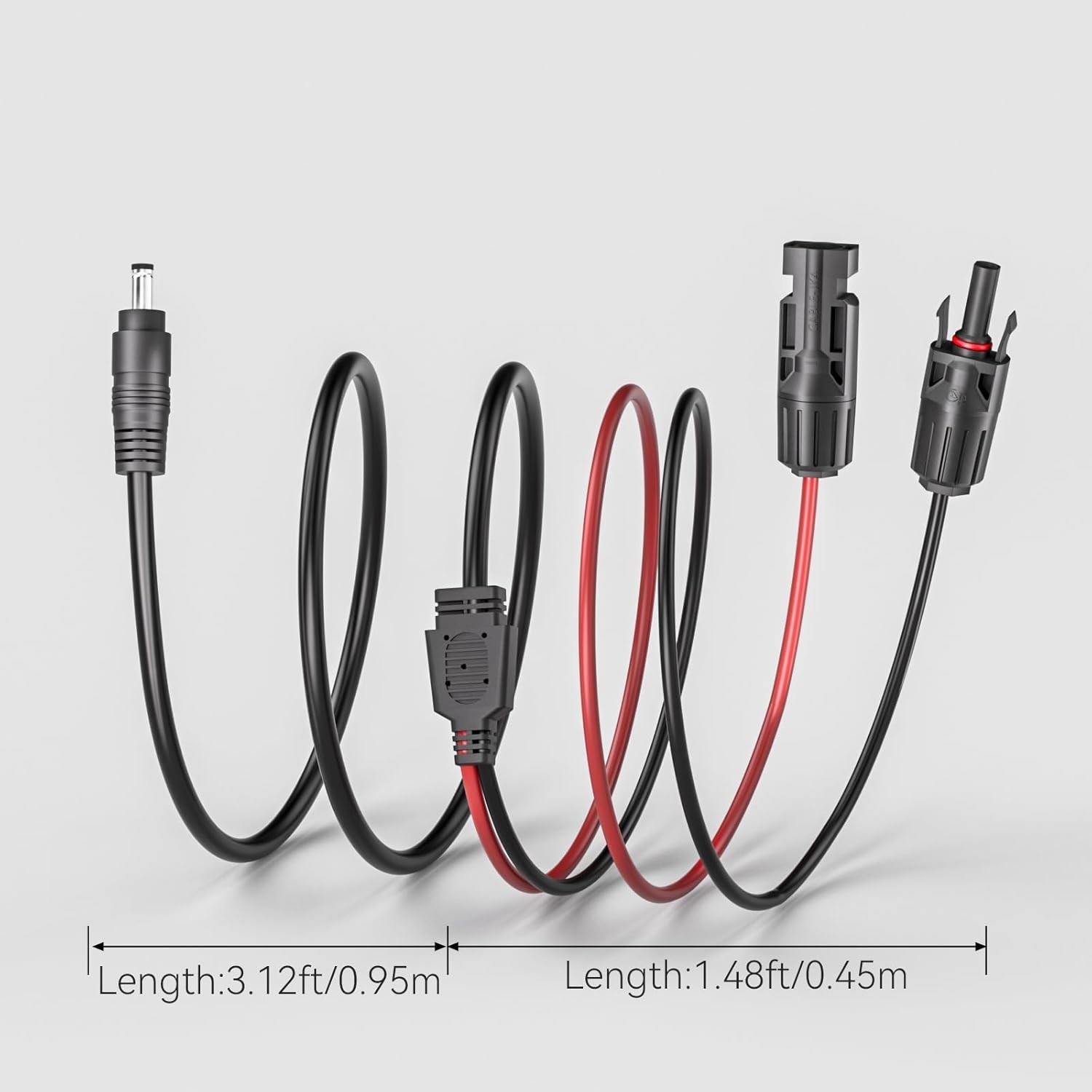 Solar Panel Connector to DC 5.5mmx2.1mm Adapter Extension Cable 16 AWG 4.59ft…