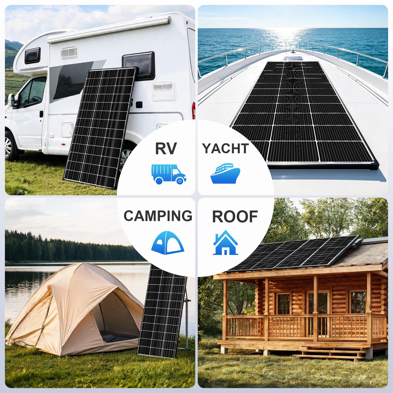 AeternaSol 4Pack 200W Solar Panel Bifacial N-Type Mono Home Roof RV US Off-Grid