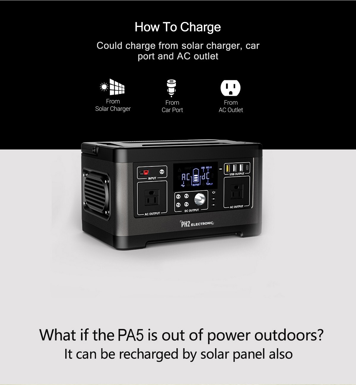 PA5 500W 140400mAh /3.7V/520Wh lithium ion battery Portable Solar Power Station