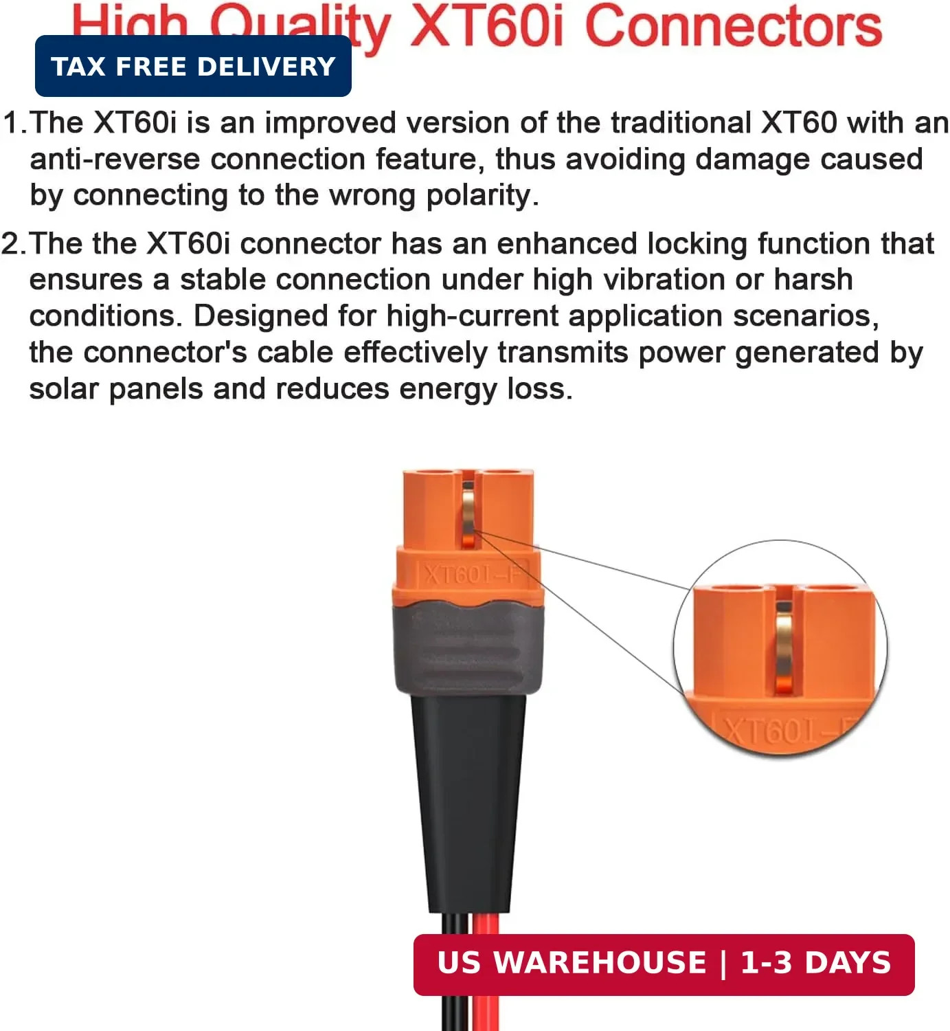ELFCULB 10AWG 2FT Solar to XT60i Cable 2 10 25 35 50 75 100FT Solar Connector to