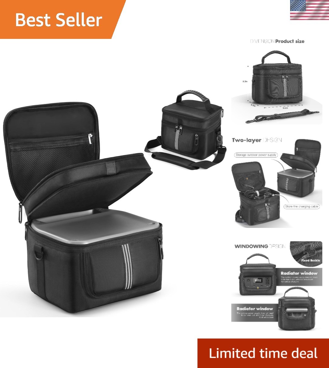 Adjustable Shoulder Strap Carry Bag for EcoFlow RIVER 2 – Multi-Purpose Storage