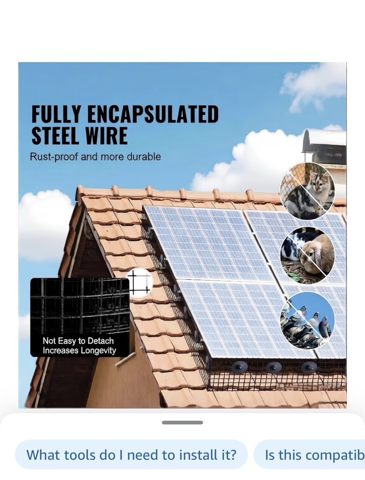 Solar Panel Bird Wire Guard Kit PVC Welded Mesh Roof Pigeon Net 6in/8in x100ft