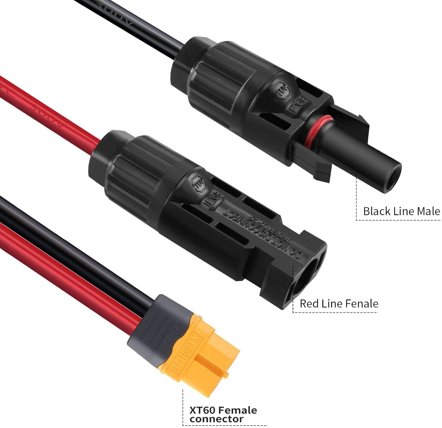 Solar to XT60 Charge Extension Cable 25FT 12AWG XT60 Adapter to Solar Panel Conn