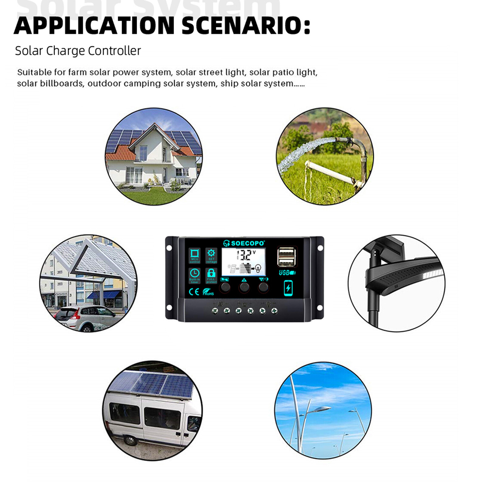 25 Watts Solar Panel Kit 100A 12V Battery Charger with Controller Caravan Boat