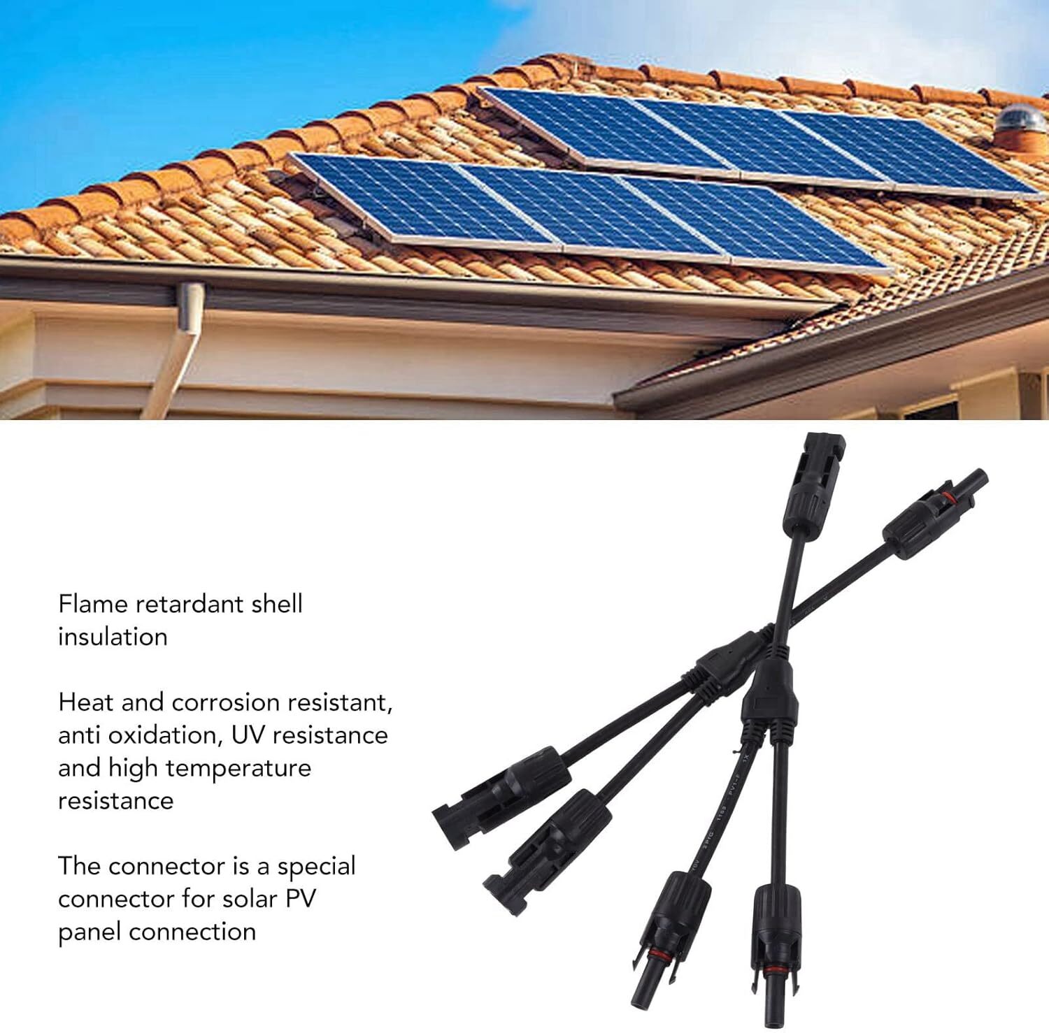 Solar Panel Y Branch Cable Connection Waterproof Adapter Connector Extension