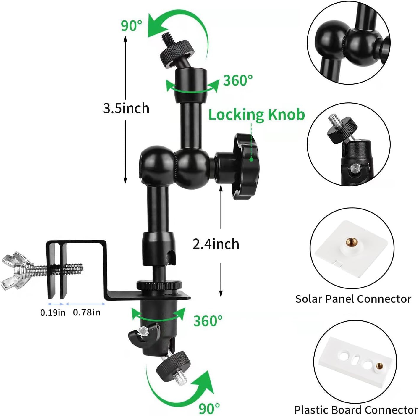 2-in-1 Gutter Mount for Solar Panel, Stick Up Cam Battery, Spotlight Cam and Spo