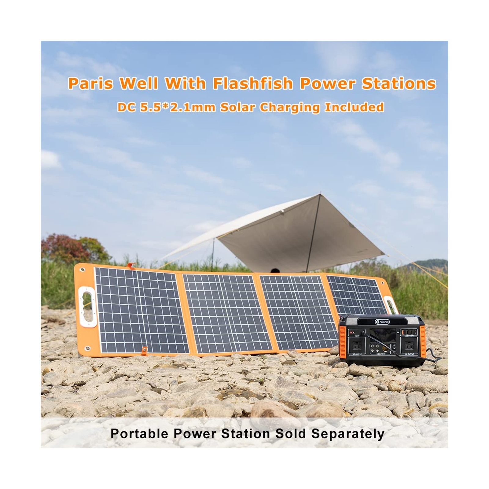 Foldable Solar Panel, FF FLASHFISH 18V/100W Portable Solar Charger Charge for…