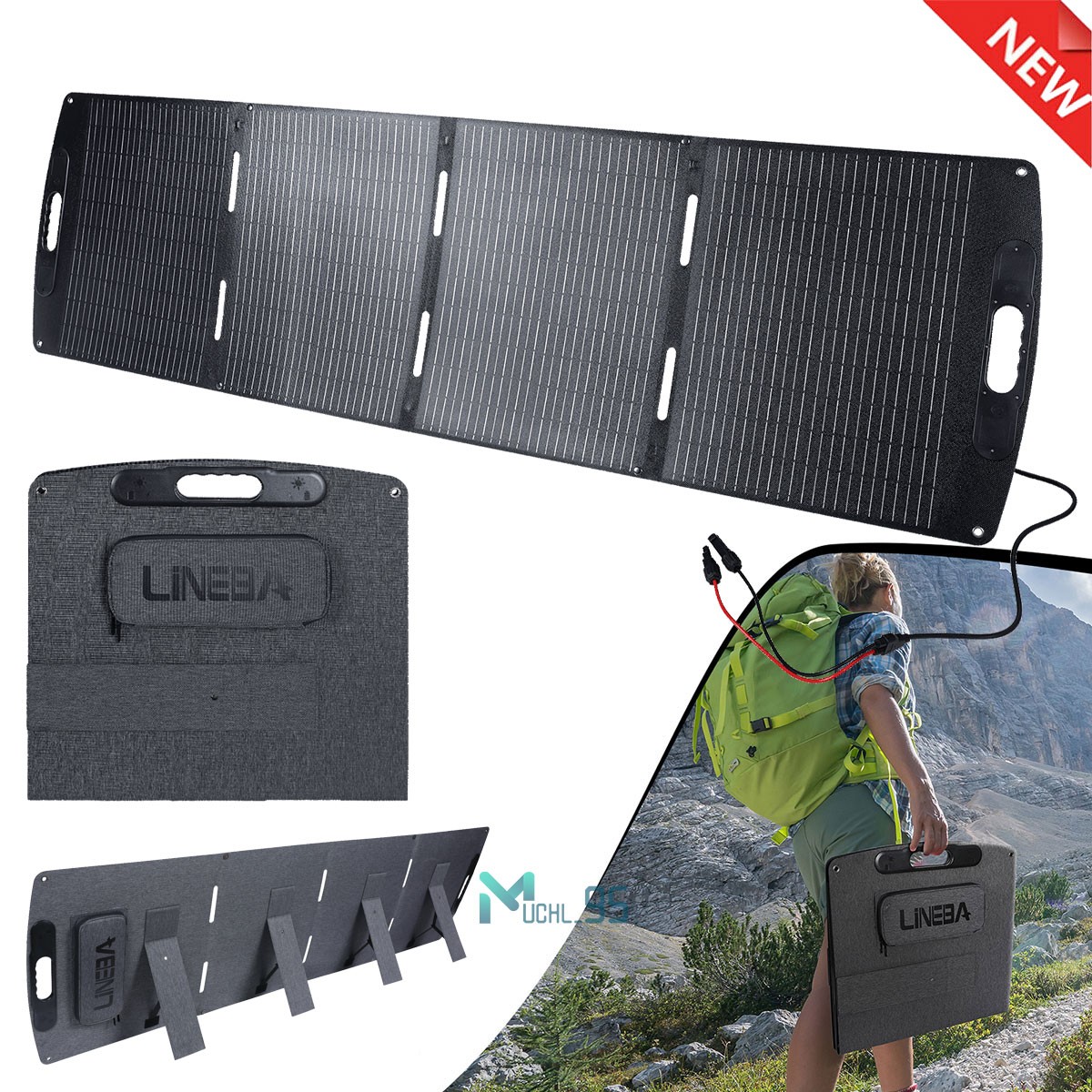 200W Foldable Portable Solar Panel IP67 Waterproof for Power Station with MC4