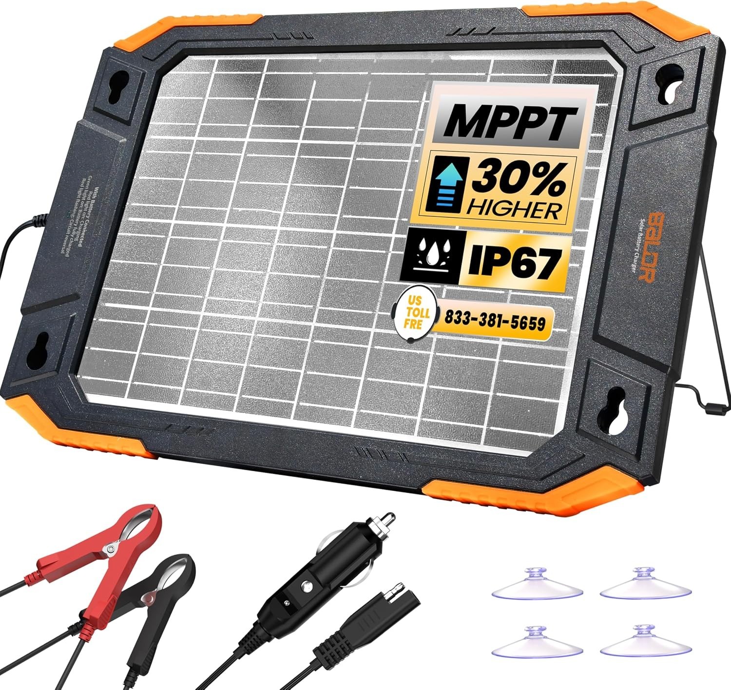 All-Weather 12V Solar Battery Charger with Versatile Installation Options