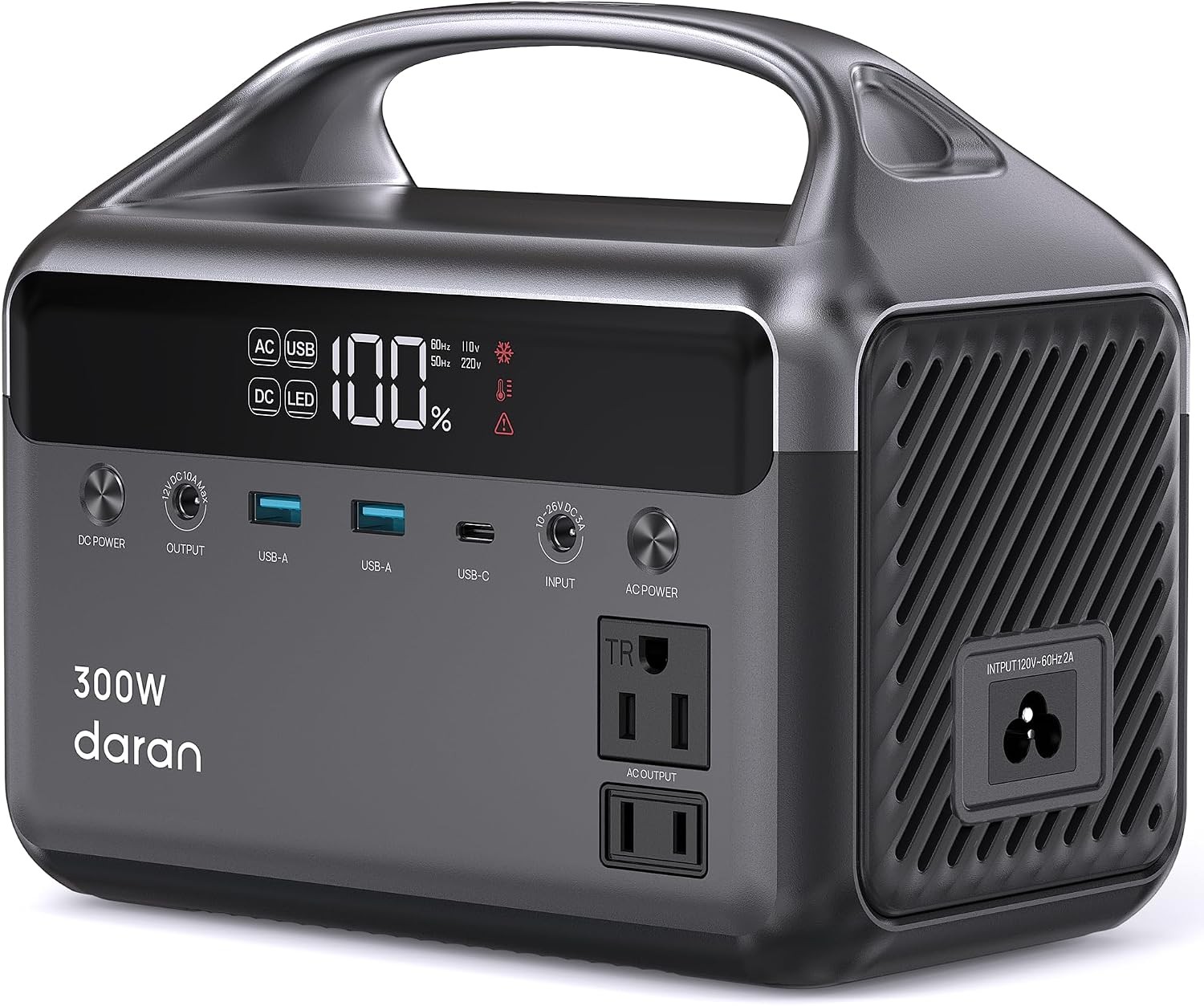 Portable Power Station 300W Surge 600W 192Wh Power Bank W/ 110V AC Outlet