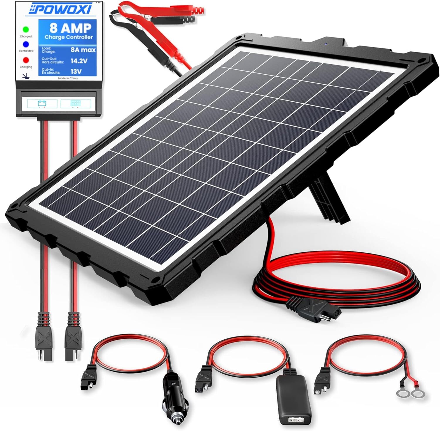 POWOXI-Upgraded-20W-Solar-Battery-Charger, Smart 3-Stages PWM Charge Controller