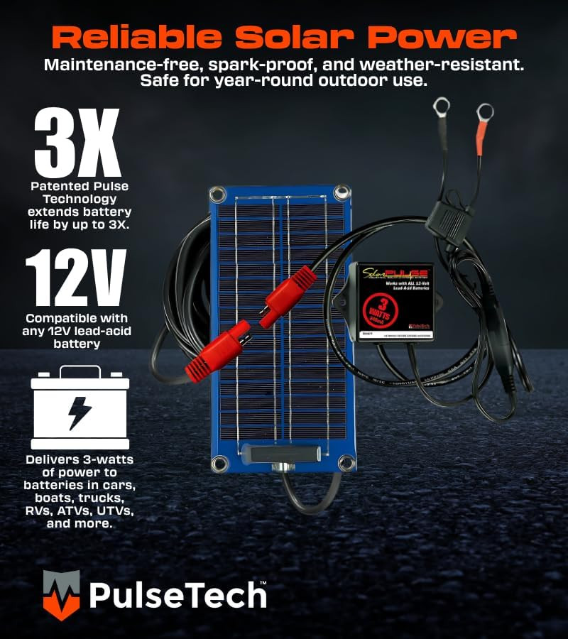 Solarpulse 3W Solar Battery Charger and Maintainer