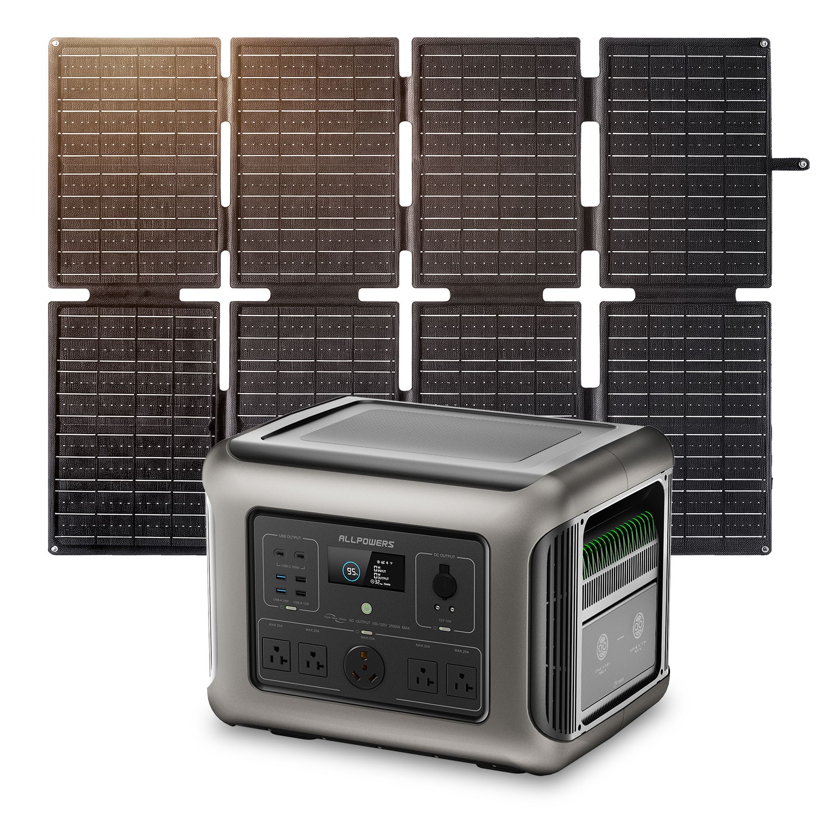 ALLPOWERS R2500 V2 1920Wh Portable Power Station with 160W Solar Panel Home Back