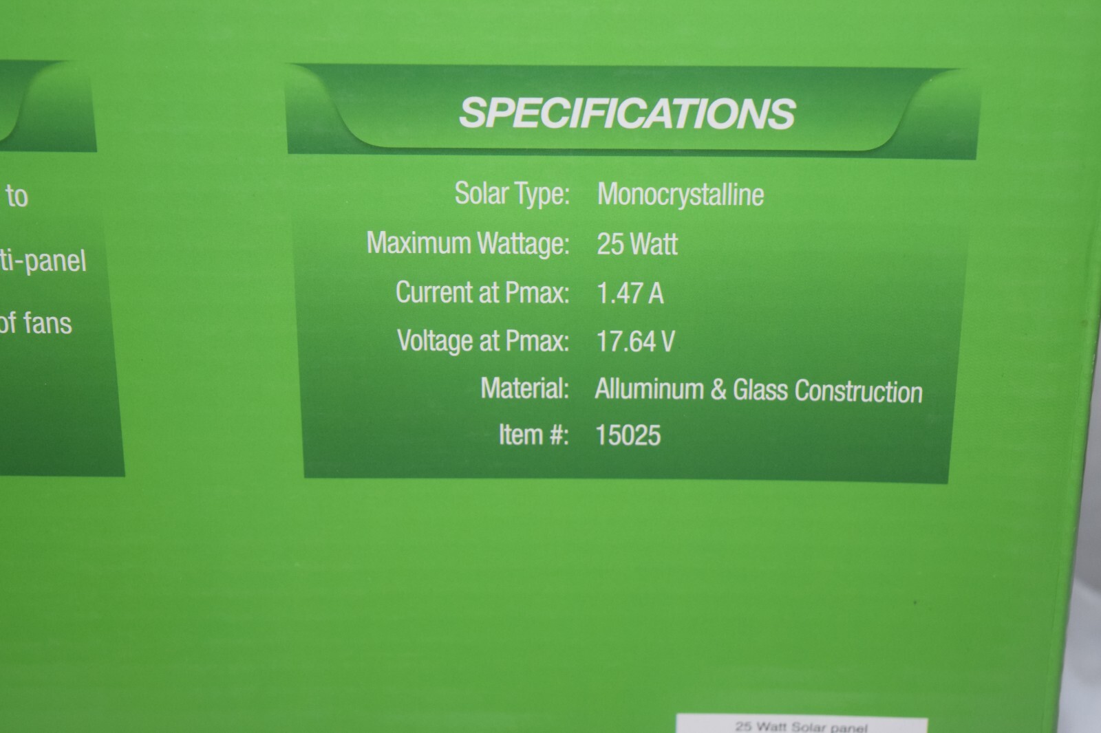 Nature Power Monocrystalline Solar Panel, 25 Watts, Model# 15025 – Brand New!