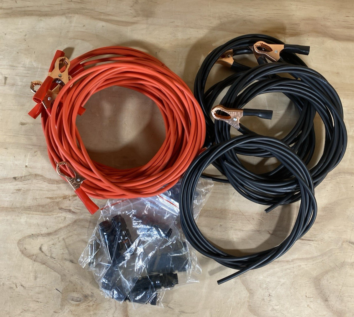 Lot of 5, 8 FT Battery Clip-on Crocodile Clamps to SAE Connector, 14 AWG (2.5mm)
