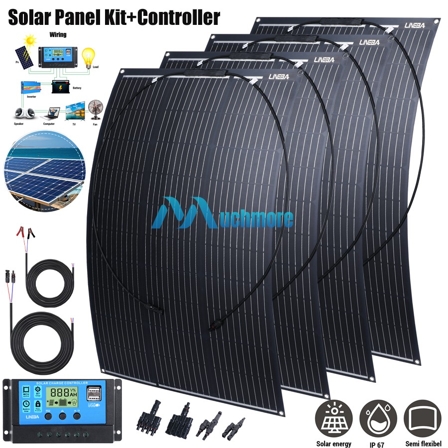 400W Solar Panel Kit 18V Solar Off-grid Systems 30A PWM Controller for RV Boat
